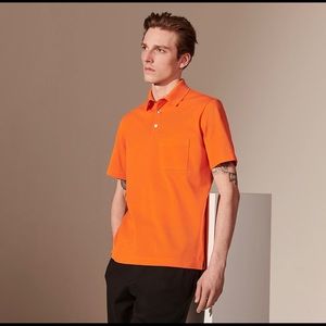 Hermes H Embroidered Button Polo Shirt Orange size XL